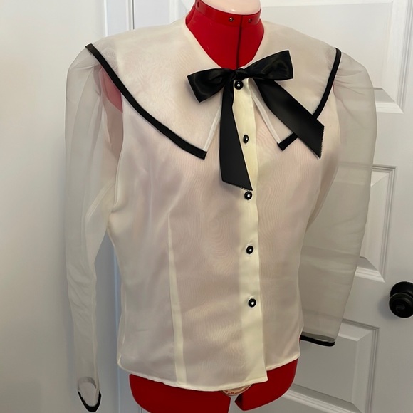 VTG 1990 Farouche by Lori Weidner Sheer Party Blouse Semi Fitted Size 11 - Picture 8 of 9